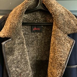 BRIONI SHEARLING WOOL/ leather trim VINTAGE COAT.